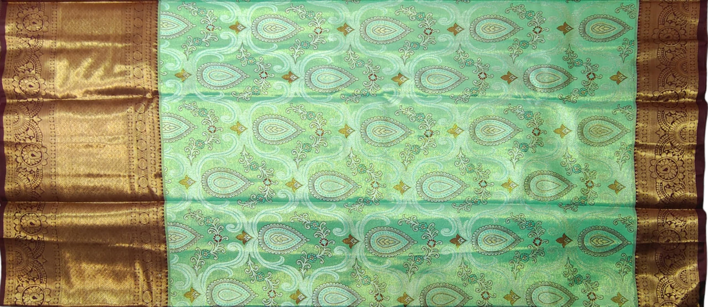 VFCollections Women's Kanchipuram Silk Pure Pattu Sarees With Blouse (Vfc269-2), Multi