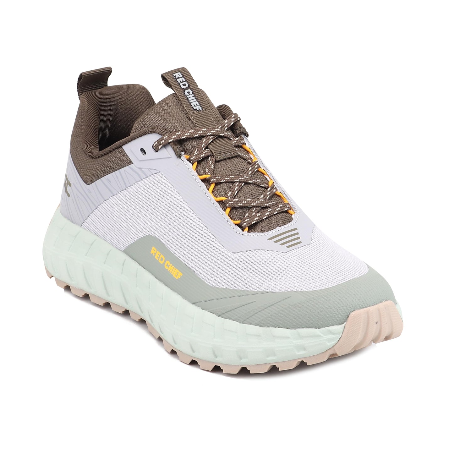Red Chief Running Shoes for Men | Lightweight Sports Footwear | Olive-White Stylish Design | Air Mesh Upper (R1735)