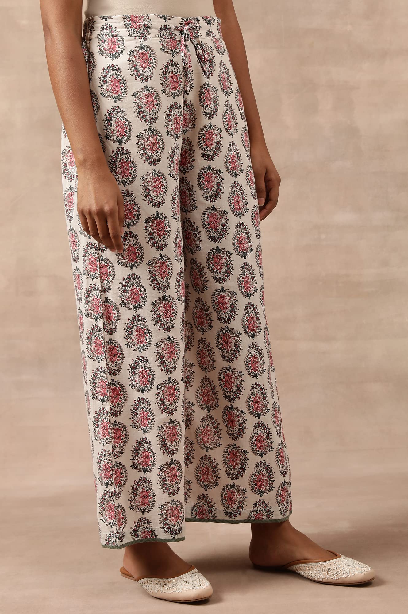 Folksong Pure Cotton Strechable Parallel Pants for Women | Pure Cotton Parallel Pants for Women | Trousers for Women | W for Woman