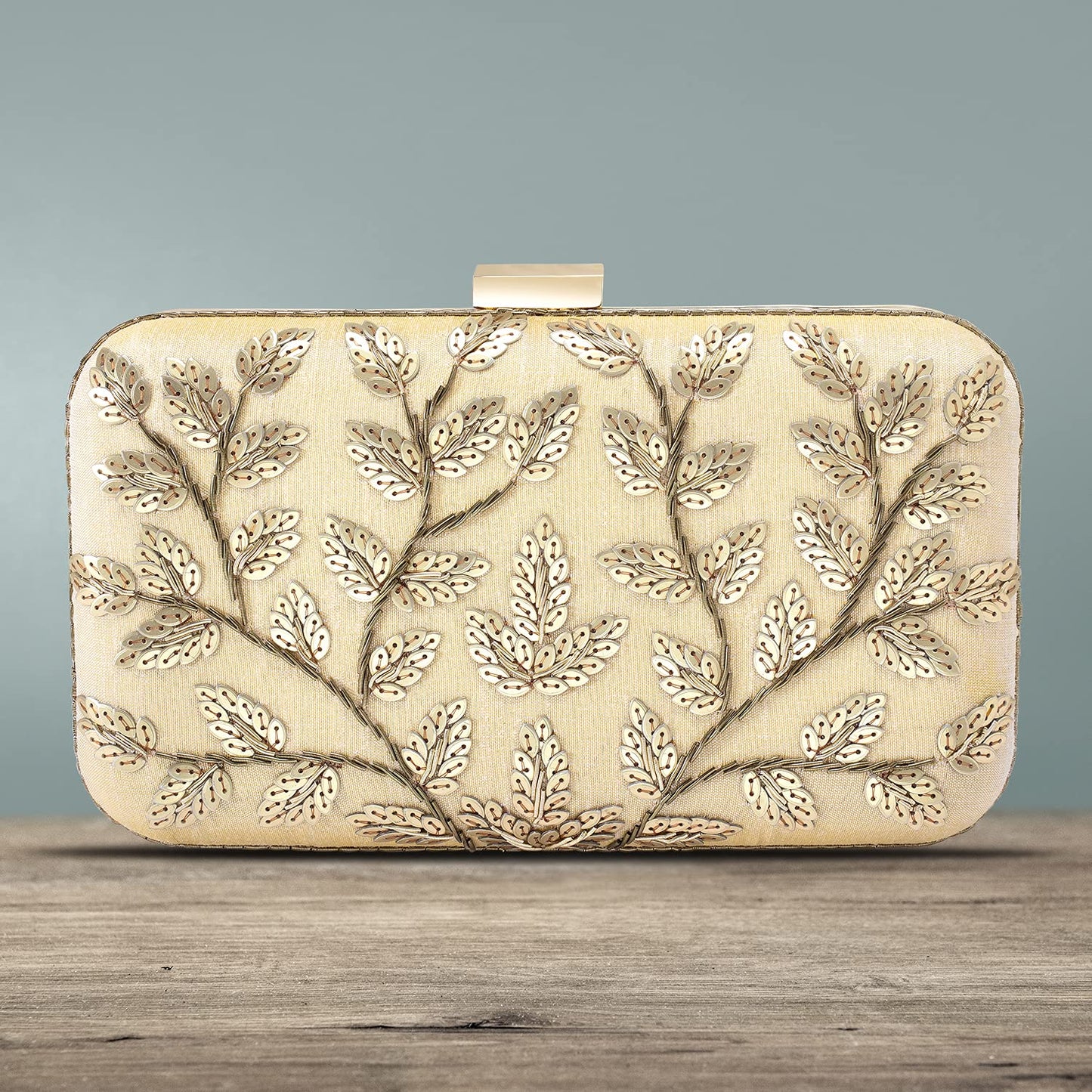 Peora Clutch Purses for Women Wedding Handmade Evening Handbags Party Bridal Clutch (C04G) Gold