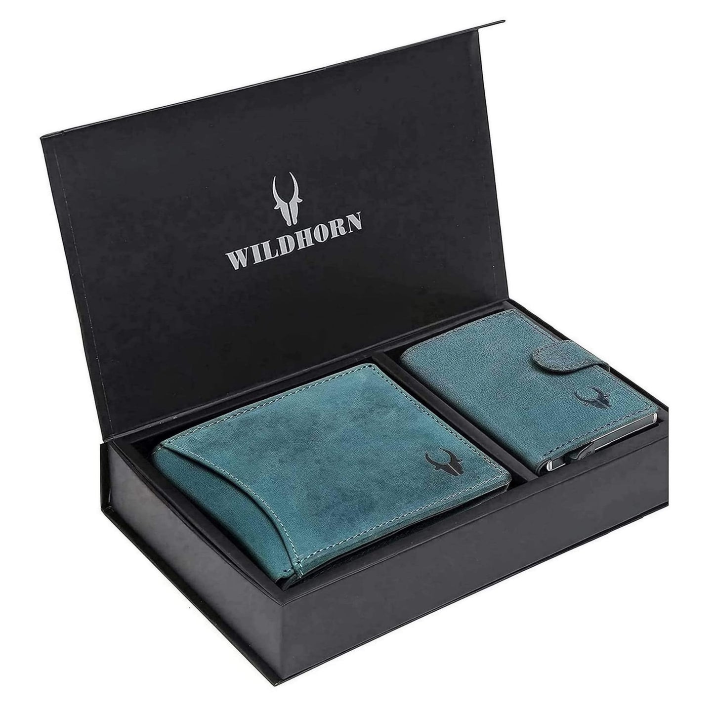WildHorn Blue Leather Men's Wallet and Card Holder (RAKHIGIFT1173)