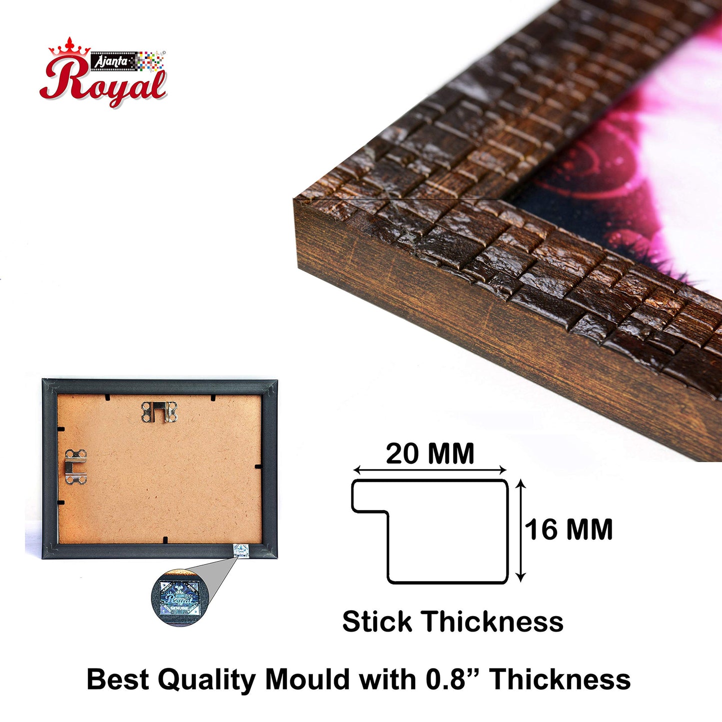 AJANTA ROYAL Customised and Personalized Photo Frame for Wall | Custom Collage Picture Frame with Photo Upload | 13-Photos Wall Hanging Wooden Frame (12 X 12 Inch, Copper Brown)