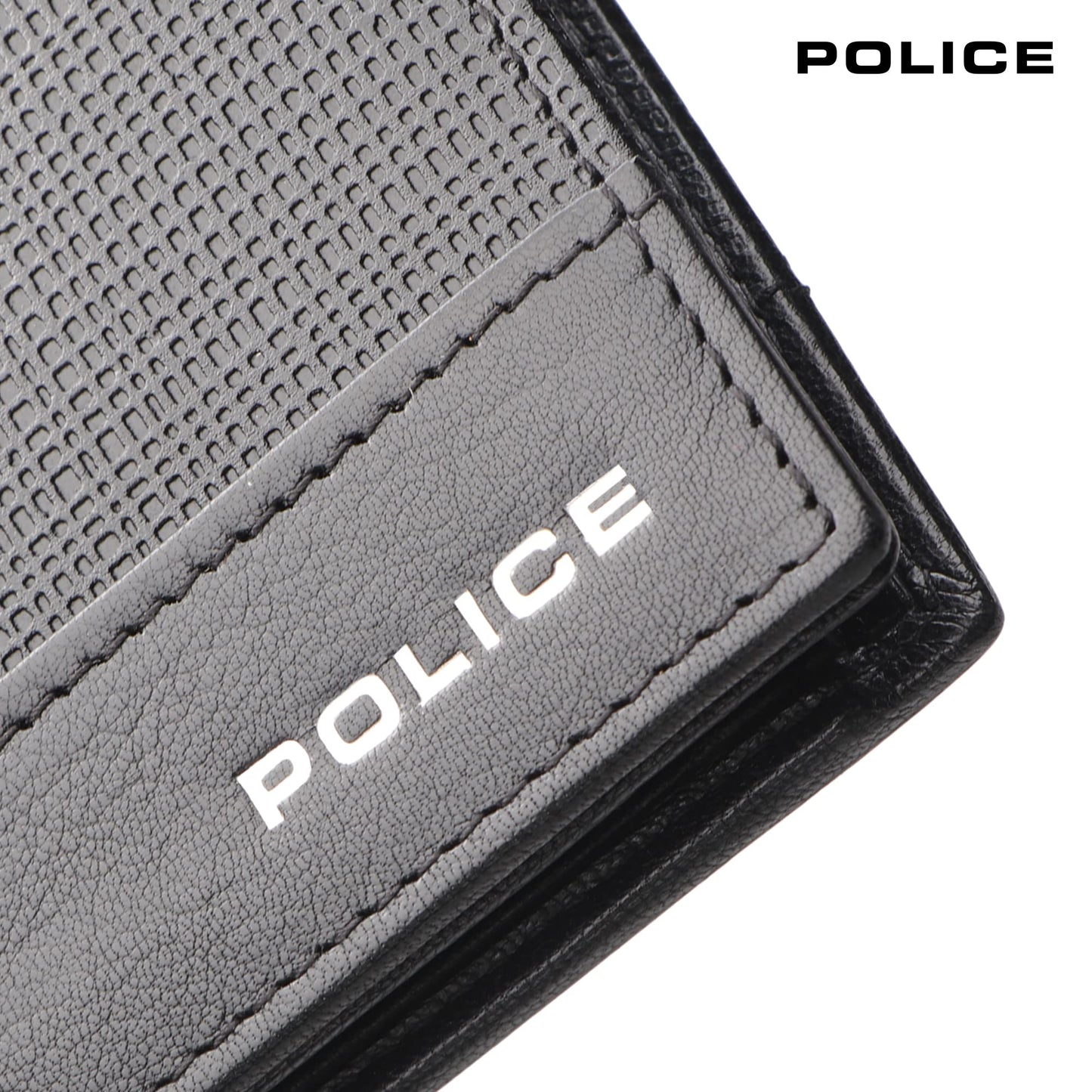 Police Branded Wallet for Men Leather Original | Premium Slim Wallet for Men Stylish Money Bifold Genuine Leather Gents Purse with 10 Card Holder Slots - Black