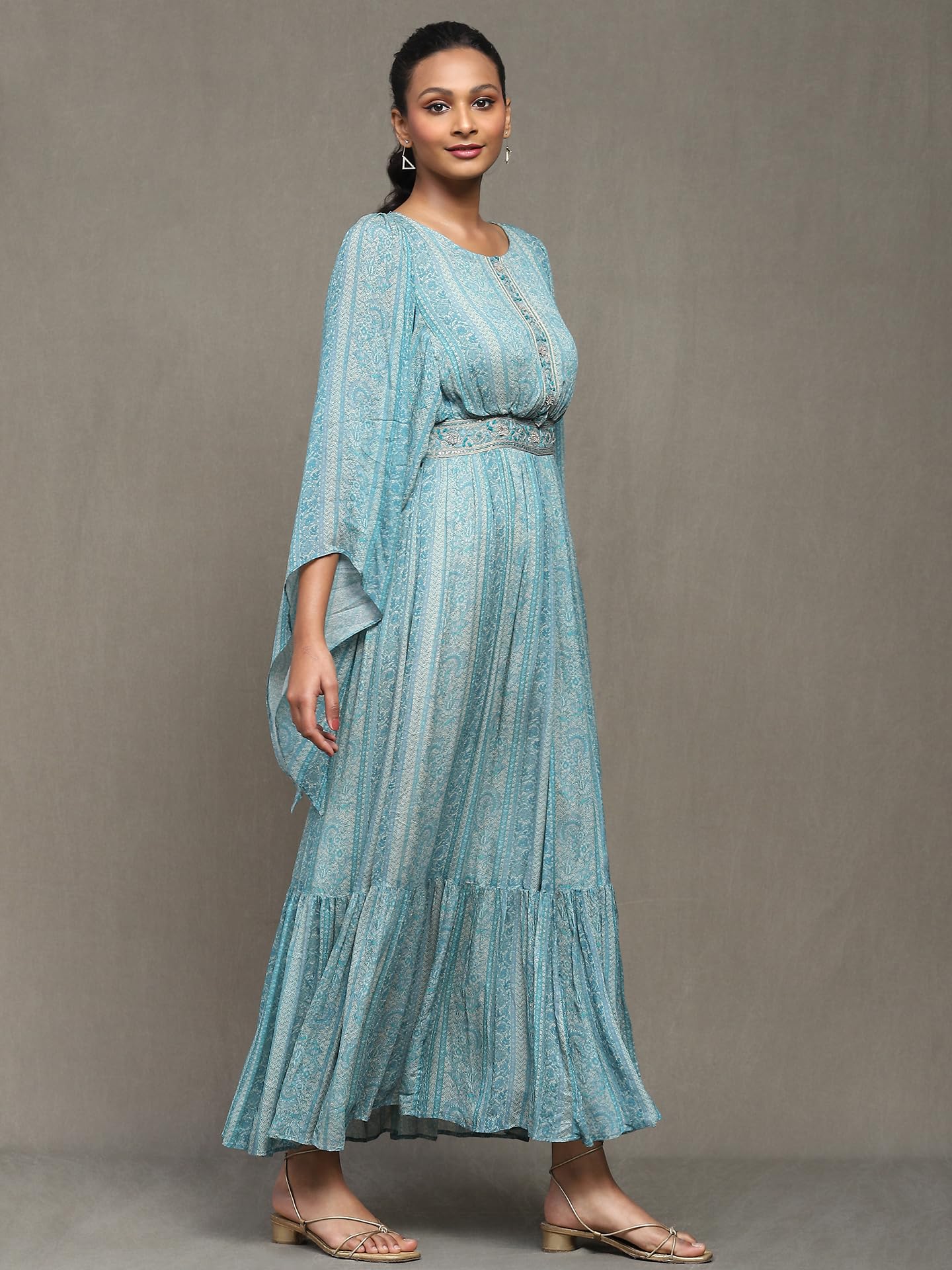 Ritu Kumar Blue Botanic Print Long Dress