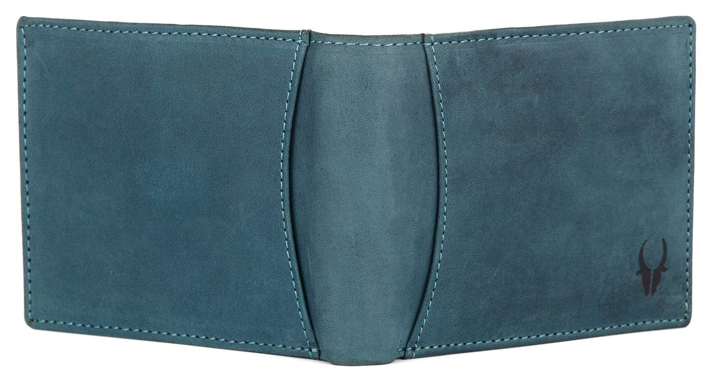 WildHorn Blue Leather Men's Wallet and Card Holder (RAKHIGIFT1173)