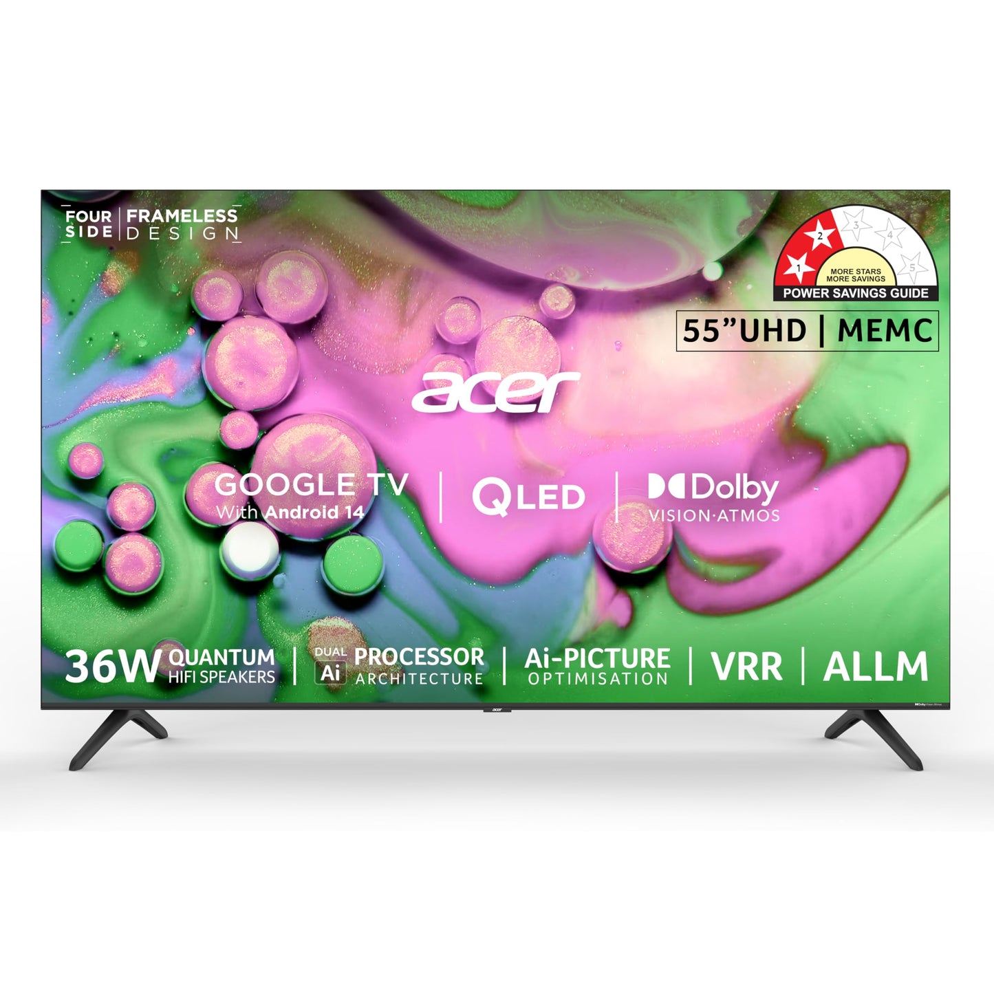 acer 139 cm (55 inches) V PRO Series 4K Ultra HD Smart QLED Google TV AR55QDQGR2851AD