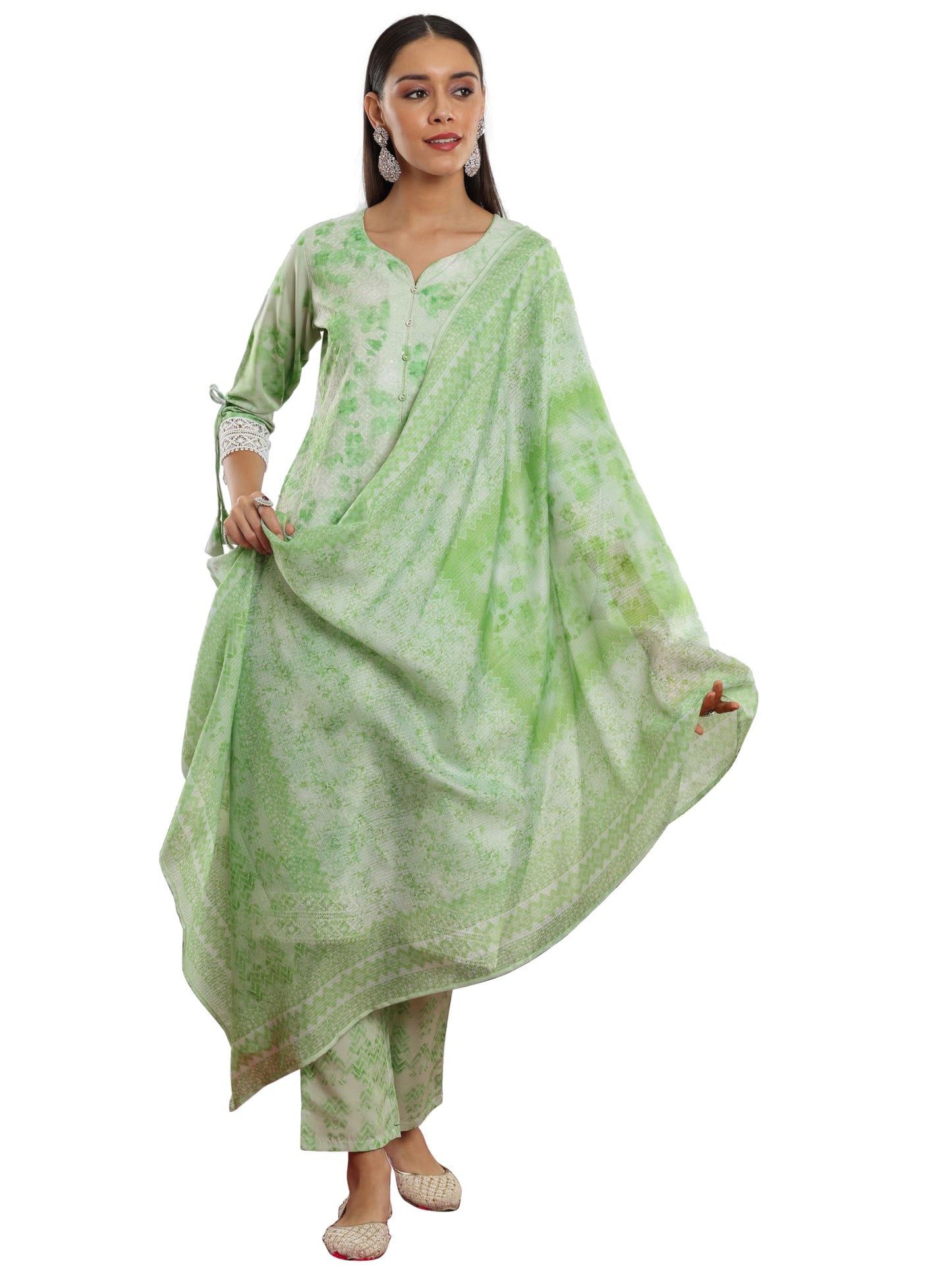 Libas Women's Cotton Blend Kurta Set (35376_Green