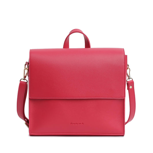 Fastrack College Satchel Bag for Women | Stylish Bag for Girls, Ladies, Women | Everyday Satchel for College, Work Made of Faux Leather (Pink Flash)