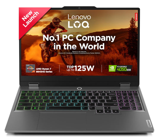 Lenovo LOQ 2024 AMD Ryzen 7 8845HS 15.6" (39.6cm) 144Hz 300Nits FHD IPS Gaming Laptop (16GB/512GB SSD/NVIDIA RTX 4050 6GB Graphics/100% sRGB/Win 11/Office 21/3 Mon. Game Pass/Grey/2.4Kg), 83DX005KIN