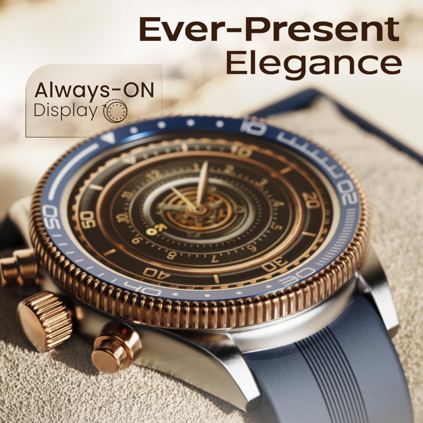 GOBOULT Newly Launched Saber Smart Watch 1.43'' AMOLED Display, BT Calling, Rotating Bezel, 200+Watchfaces, 700 Nits Brightness, AI Voice Assistant, SpO2 Monitoring, 120+ Sports Mode (Blue)