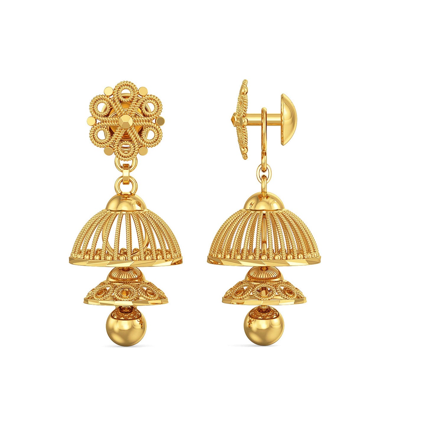 joyalukkas 22k Yellow Gold Jhumki Earrings for Women