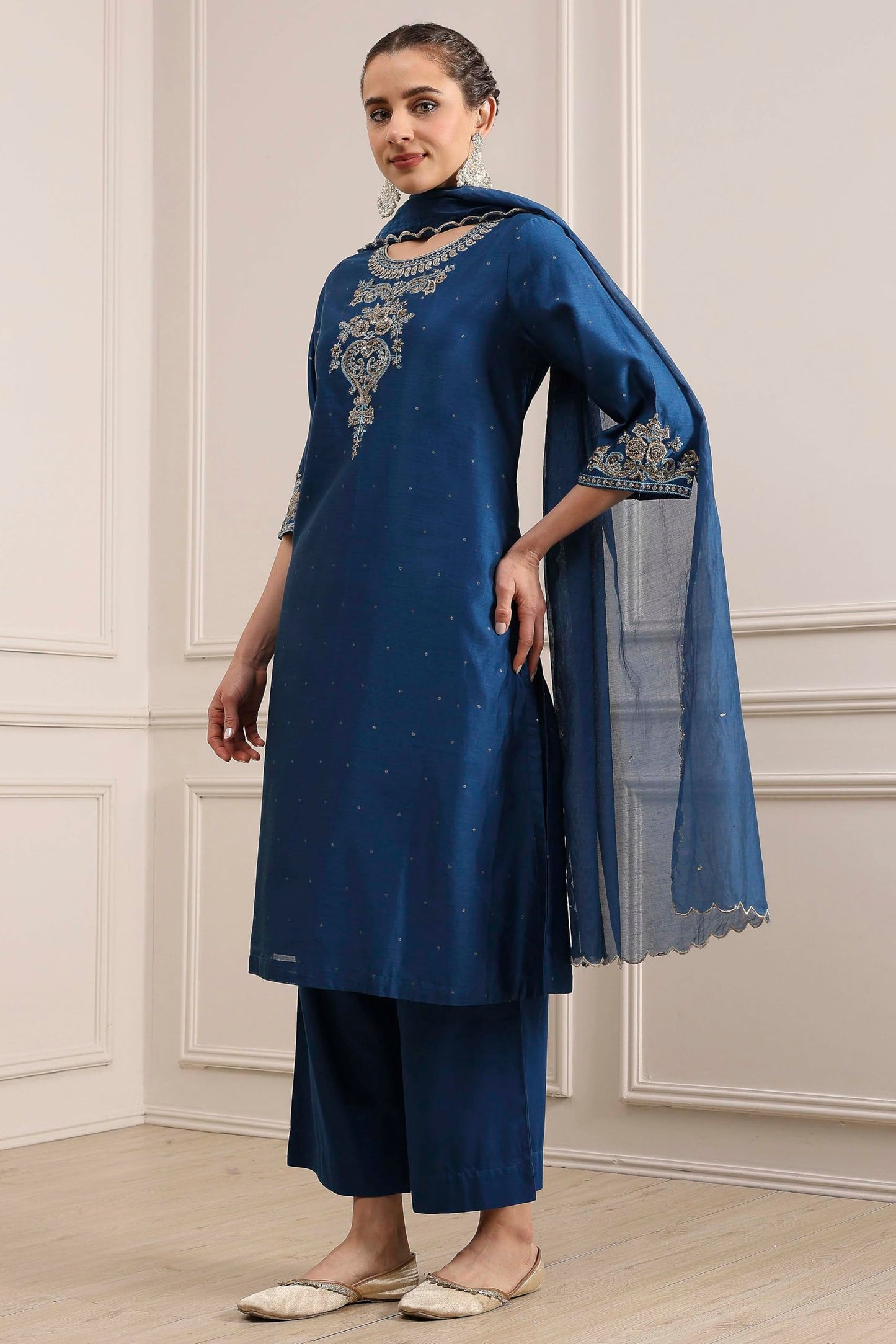 BIBA womens Kurta, Bottom, Dupatta