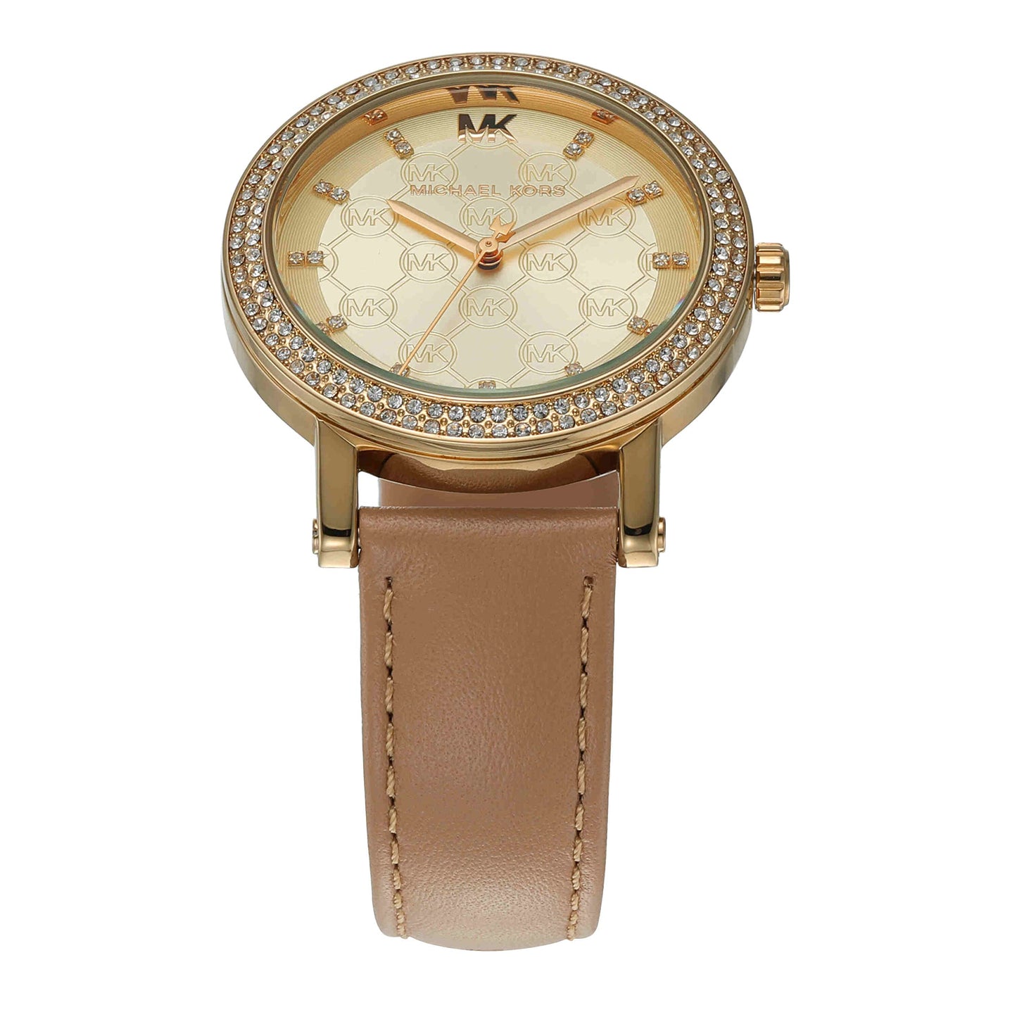 Michael Kors Leather Analog Gold Dial Women Watch-Mk2986, Brown Band