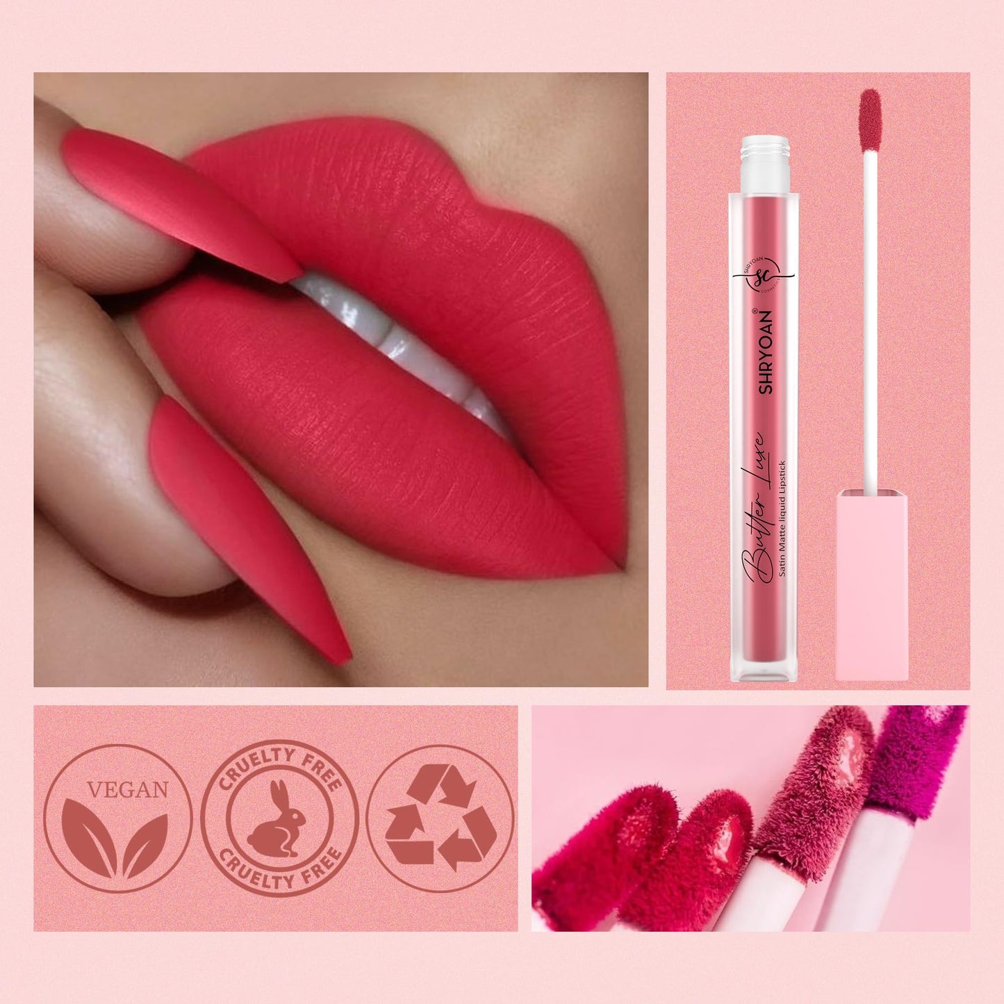 Shryoan Butter Luxe Satin Matte Liquid Lipstick | Ultra Pigmented, Long-Lasting, Non-Transfer Formula, Smooth Lip Color, Weightless Finish, Silky Matte Finish (6ml) (Shade-13, Shade-13)