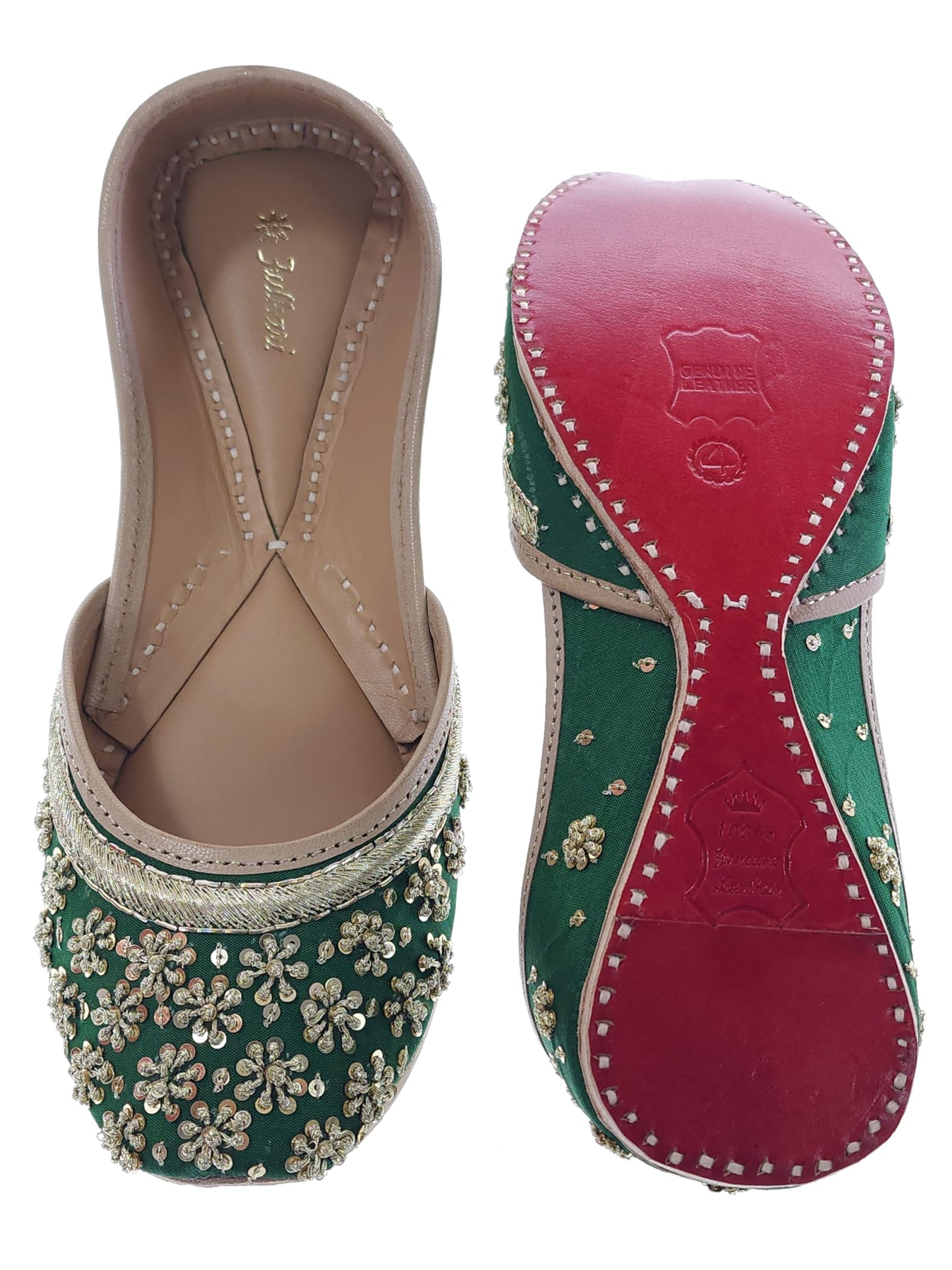 Fulkari Formal Shoes for Women – Elegant & Comfortable Office Wear, Stylish Leather Finish, Cushioned Insole, Ideal for Work, Business Meetings & Formal Events (Green Gold,Size-6)