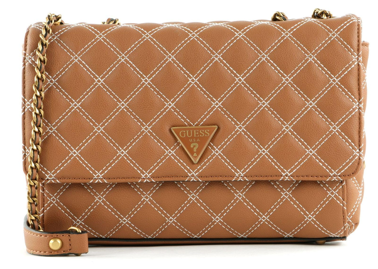 Guess Factory Cessily Quilted Convertible Crossbody, Cognac, ONE