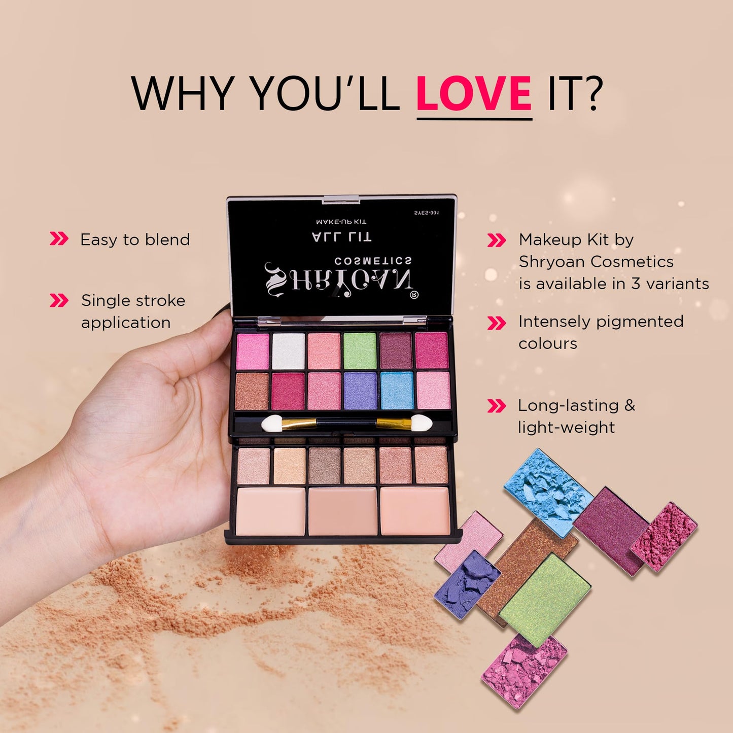 Shryoan All Lit Make-up Kit With 18 Eyeshadow & 3 Highlighter Powder Make-up Palette | Highly Pigmented Pocket Friendly Make-Up Kit | (20 gm) (Shade 02)