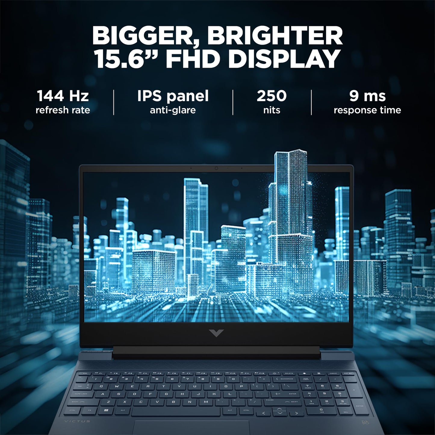 HP Victus Special Edition, 12th Gen Intel Core i5-12450H, 4GB RTX 3050A GPU, 15.6-inch (39.6 cm), FHD, IPS, 144Hz, 16GB DDR4, 1TB SSD, Backlit KB, 9ms Response time (MSO, Blue, 2.29 kg), fa1388TX