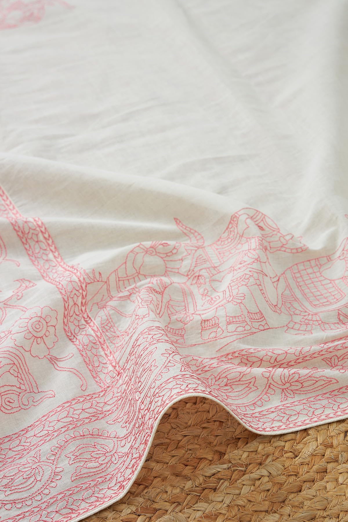 Soch Womens Peach Silk Shimmer Embroidered Dupatta With Zari