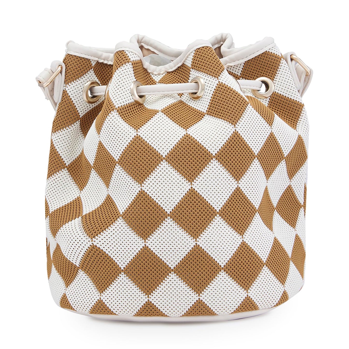 Caprese Checker Sling Bag for Women (Medium, Cream)