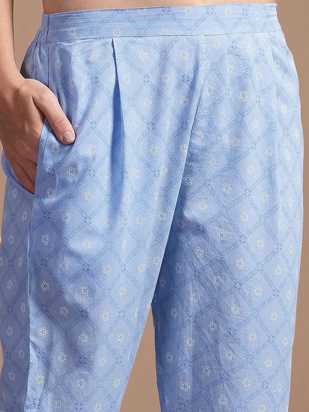 Stylum Women's Printed & Embellished Cotton Straight Kurta Pant Dupatta Set