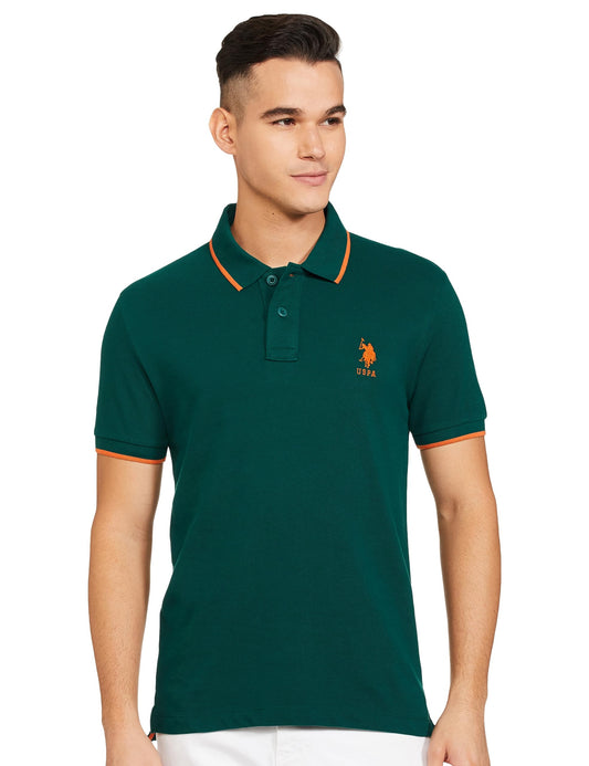 U.S. POLO ASSN. Mens Half SLLEEVE Polo T-Shirts (USTSHS1536_Green_XL)