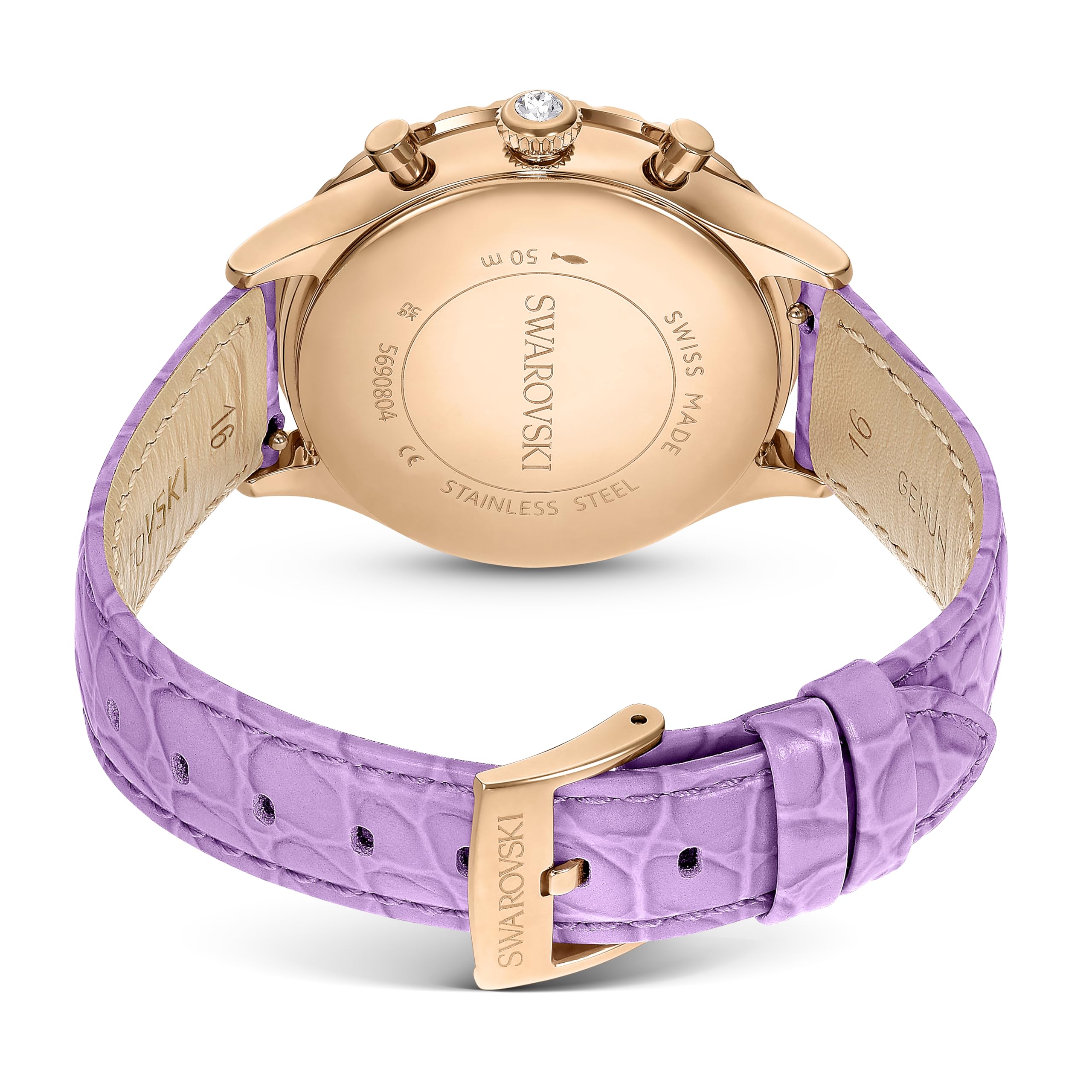Swarovski Octea Chrono Watch, Swiss Made, Leather Strap, Purple