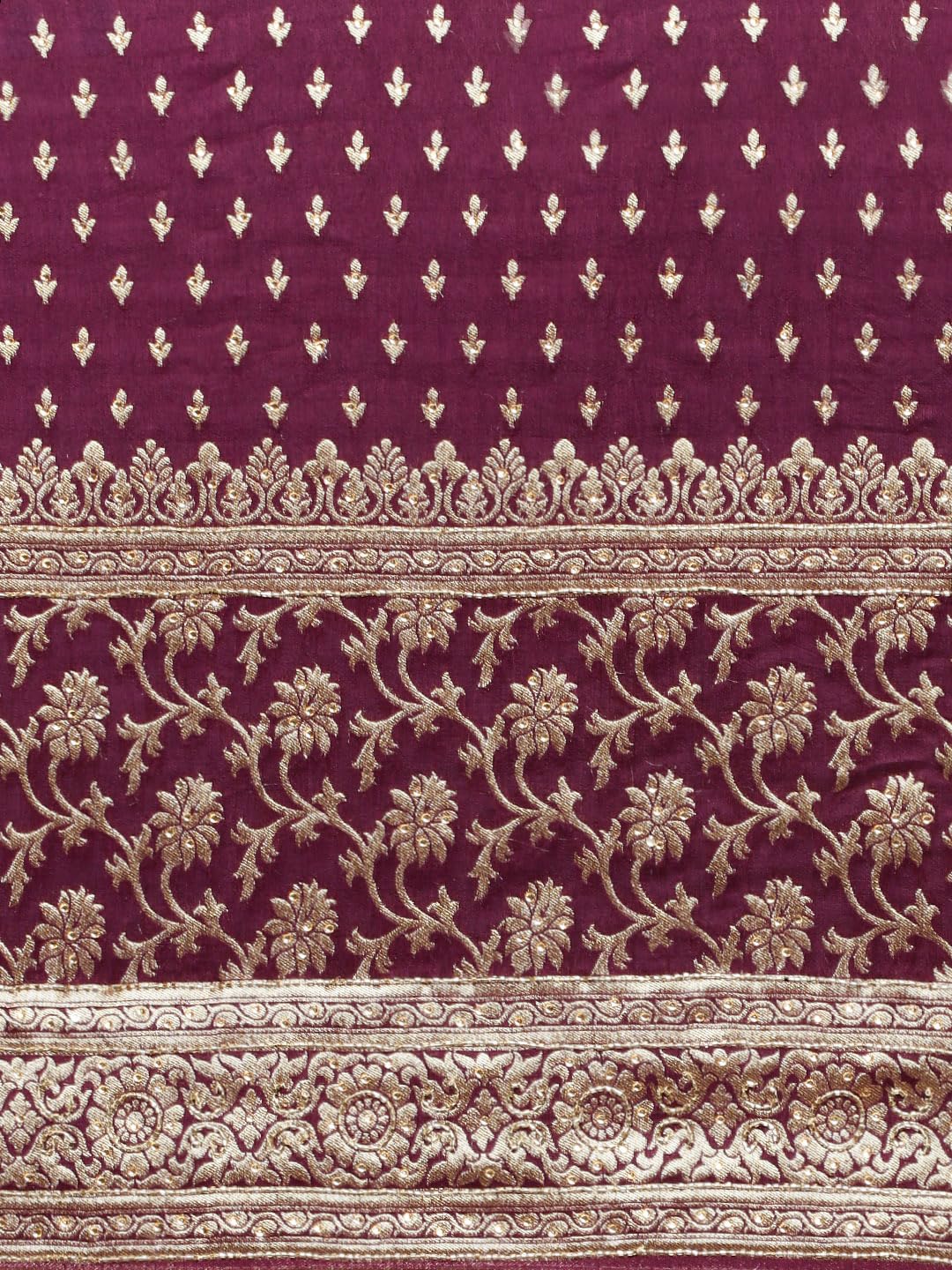 MOHEY Wine Art Silk Hand EMBROIDERY|Cutdana|Stone|Zari Weave Saree for Women