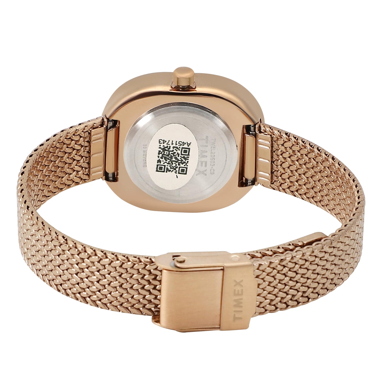 TIMEX Analog Watch for Women with Pink Square Dial & Rose Gold Stainless Steel Mesh Bracelet Band Water Resistant Women's Wrist Watches - TWEL20503