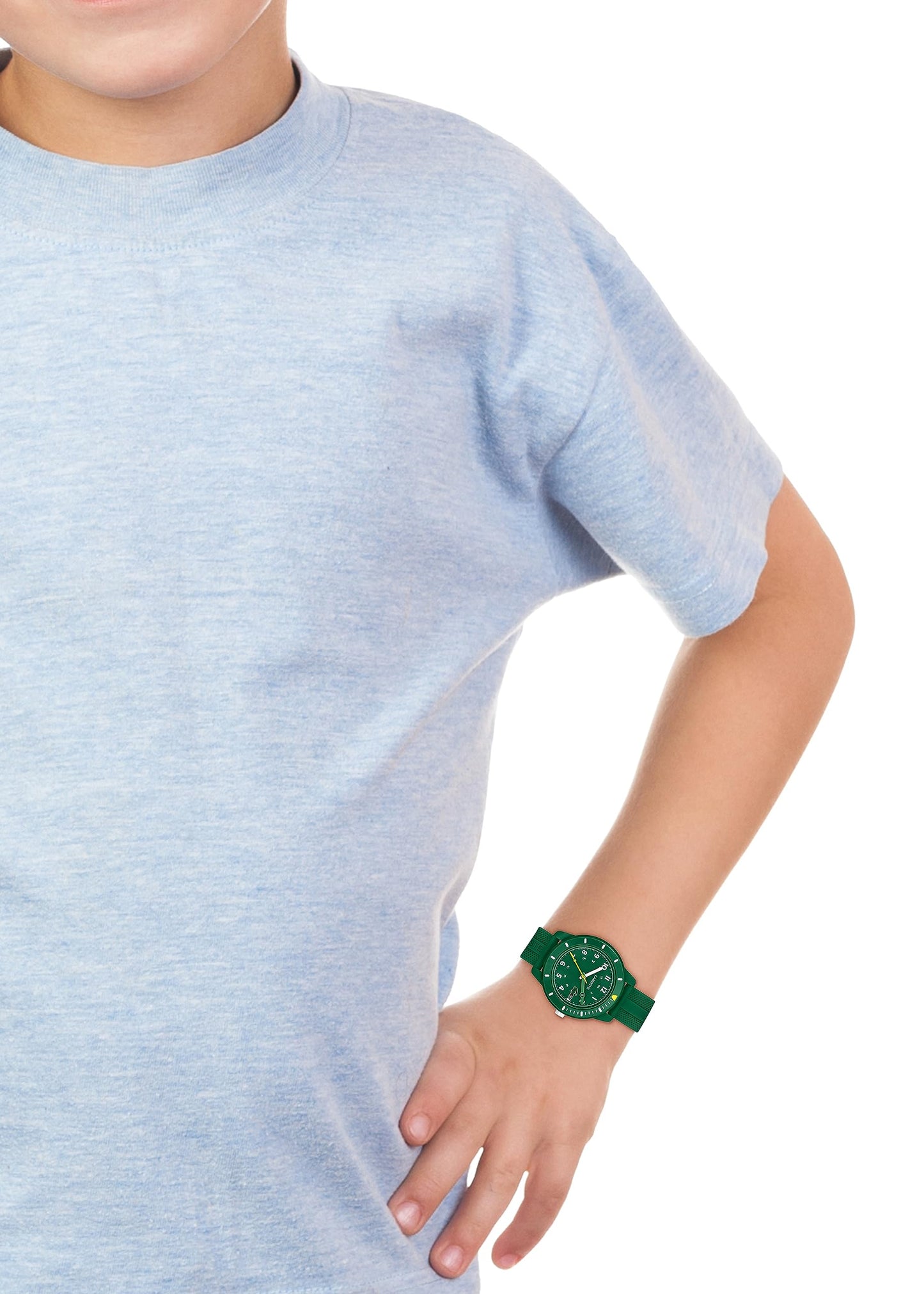 Lacoste Mini Tennis Qtz Basic Green Round Dial Kids Watch|Green Silicone Material|Multi Color Band - 2030055