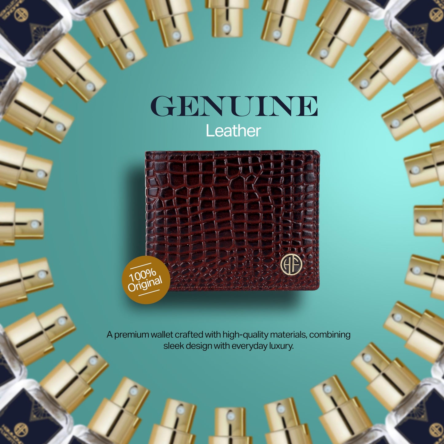 HAMMONDS FLYCATCHER Gift for Men & Women Combo - Genuine Leather Wallet Giftset - Leather Wallet- Birthday Special & Unique Gift Ideas (Aqua Di Gio, Brynn Brown)