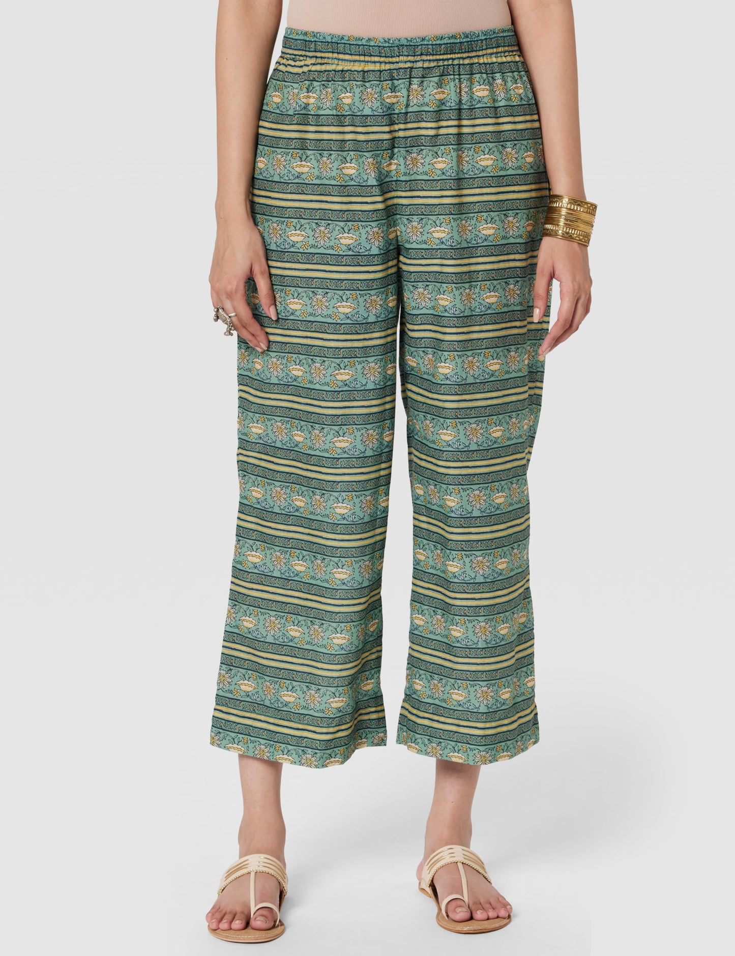 BIBA Women's Sage Green Printed Cotton Straight Suit Set_38