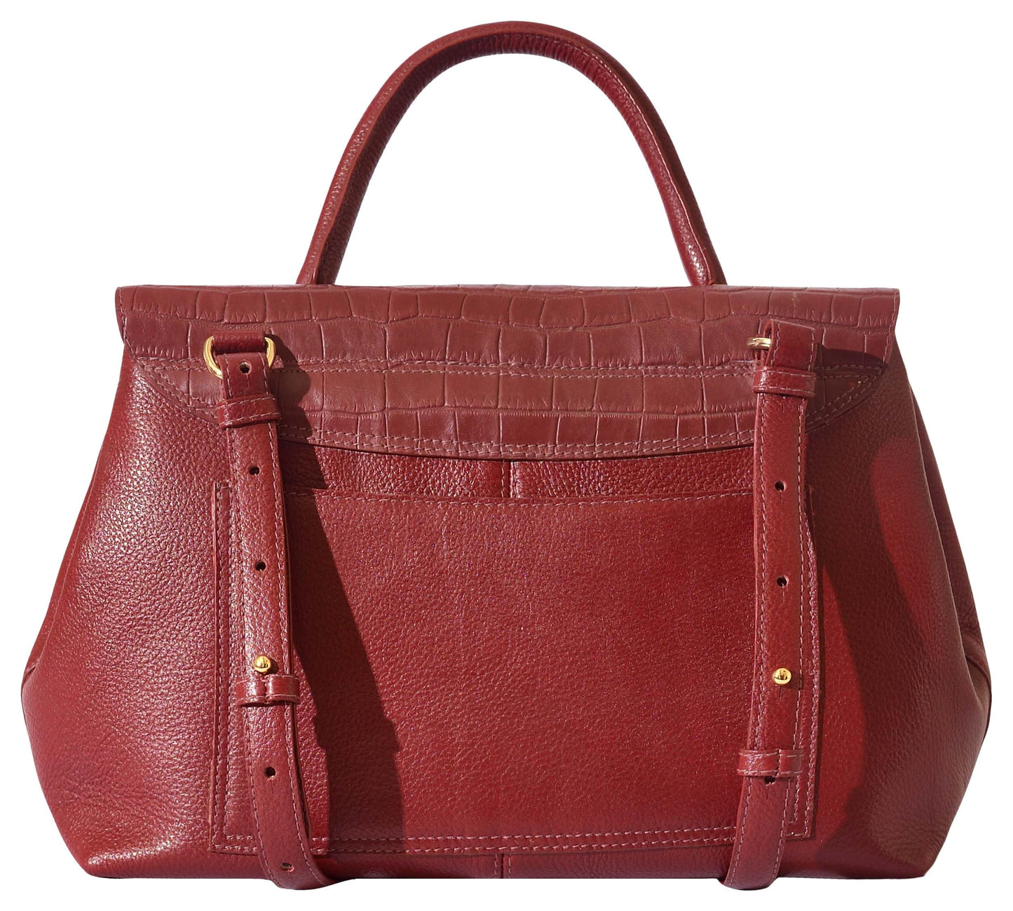 eske Stefanie Genuine Leather Satchel (Wine Cosmos)