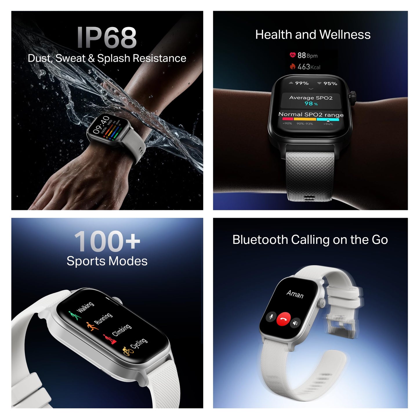 Boat Storm Infinity Plus Smartwatch with 20 Days Battery, ASAP™ Charge, 4.97 cm HD Display, Functional Crown, Multiple Sports Modes, BT Calling, SOS, IP68, Heart Rate & SpO2 Monitor (Cool Grey)