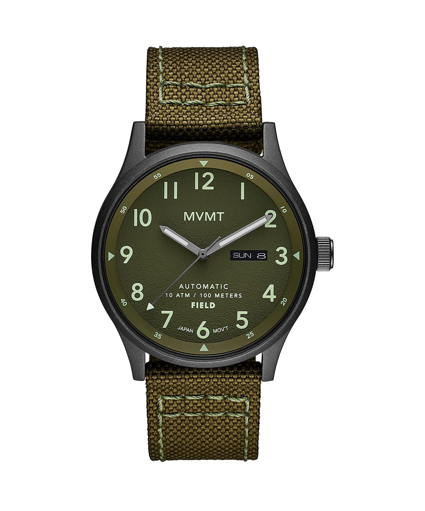 MVMT Nylon Field Automatic Men 42.50 Mm Pine Green Dial Analog Watch, Pine Green Dial, 42.50Mm, Gray Band