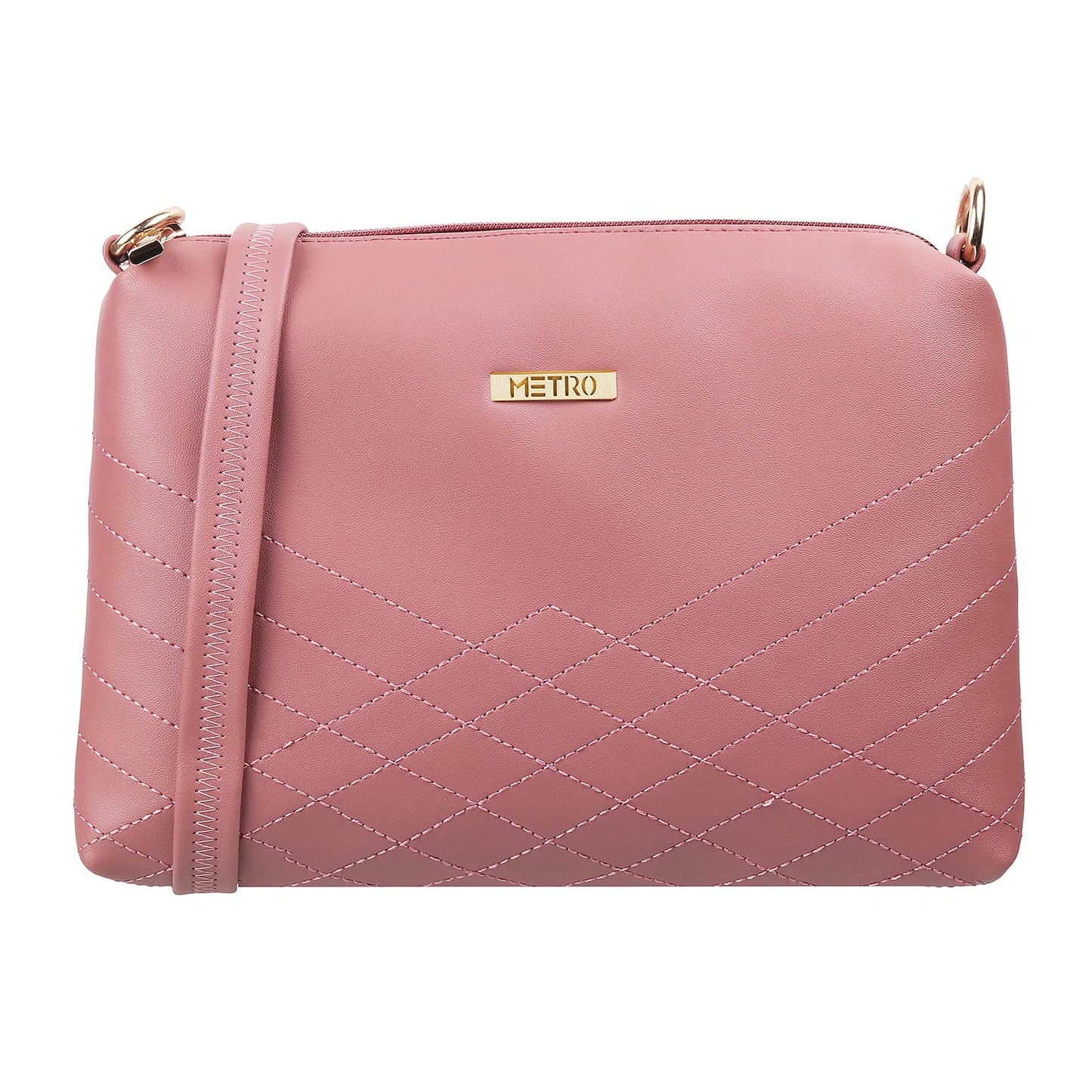 Metro Women Peach Zip Top Sling Bag (66-7352)
