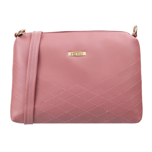 Metro Women Peach Zip Top Sling Bag (66-7352)