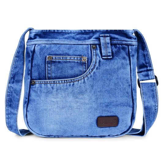 ZAINTO® Light Blue Denim Sling Bag for Women | Stylish Small Crossbody Shoulder Bag for Daily, Office & Casual Use | Eco-Friendly Premium Fabric | Casual Fashion Purse with Pocket Detailing