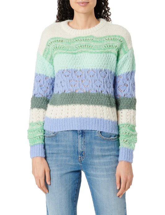 VERO MODA Women's Polyester Round Neck Multicolor Pullover_X-Large