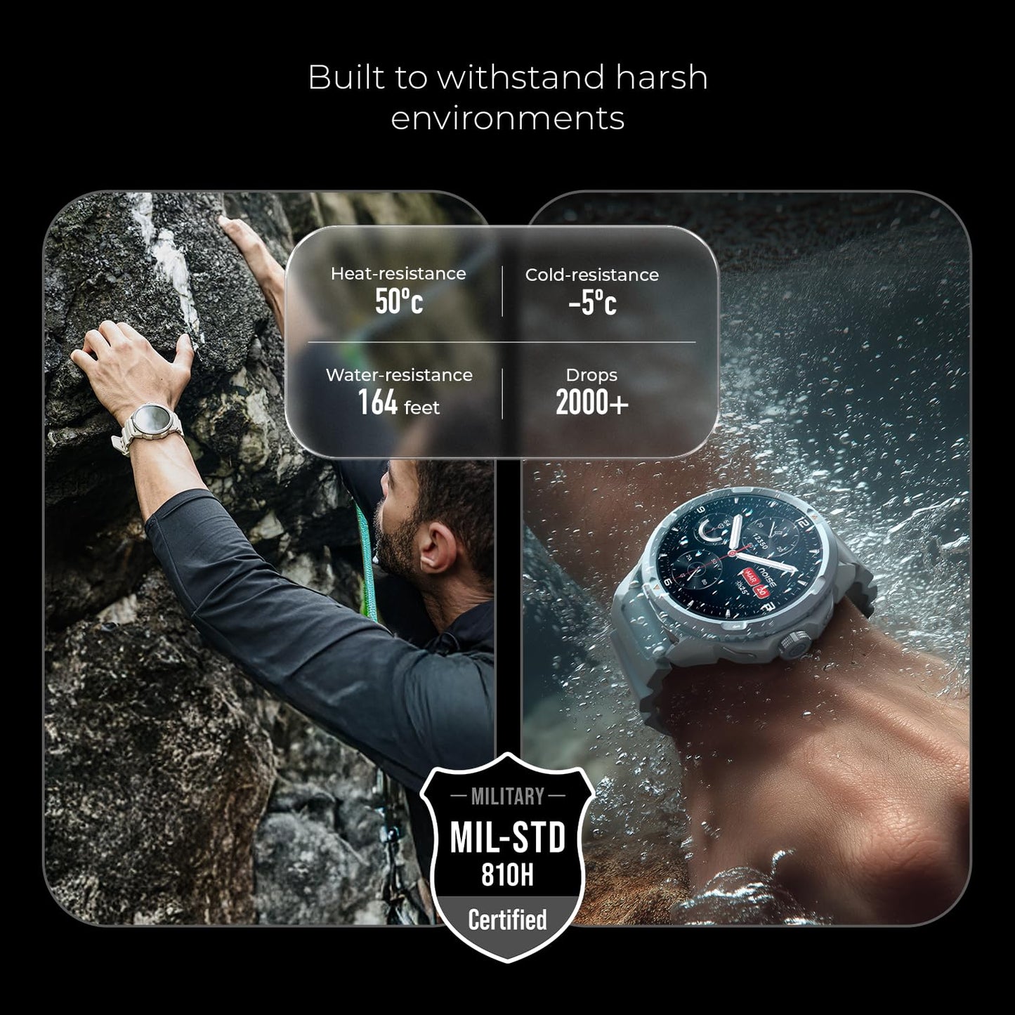 Noise Endeavour Pro Outdoor Rugged Military Smart Watch, Titanium Alloy Bezel, Dual-Band GPS, 164ft Water Resistance, 28 Days Battery on Standby, AI Companion, for iOS & Android (Driftstone Beige)