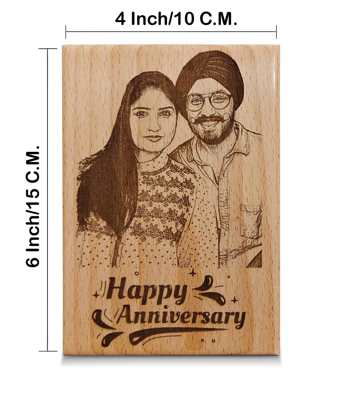 Shivansh Gifts Personalized Wooden Engraved Photo Frame, Customize Gift for Wedding, Tabletop Anniversary (Brown, Rectangular) (4 x 6 Inch)