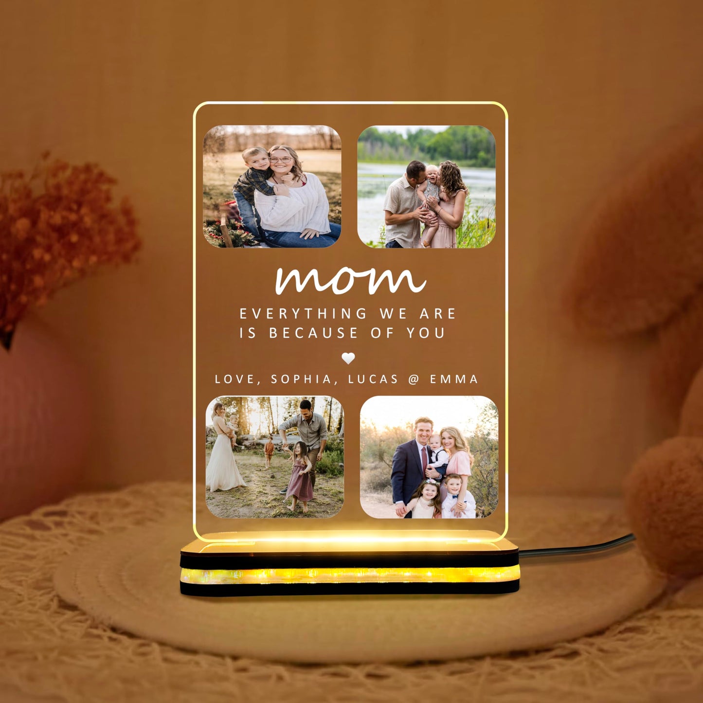 DECOCRU Personalized Gift for Mom, Mother | Customised Gifts for Mom | Night LED Lamp, Table Lamp | Acrylic LED Lamp with Name | Gift for Birthday, Mother's Day, Acrylic Plaque