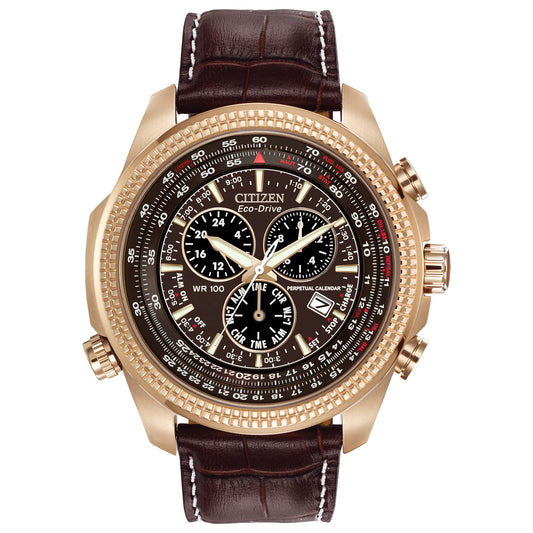 Citizen Leather Eco-Drive Perpetual Calendar Men Analog Watch - Bl5403-03X, Brown Dial, Brown Band