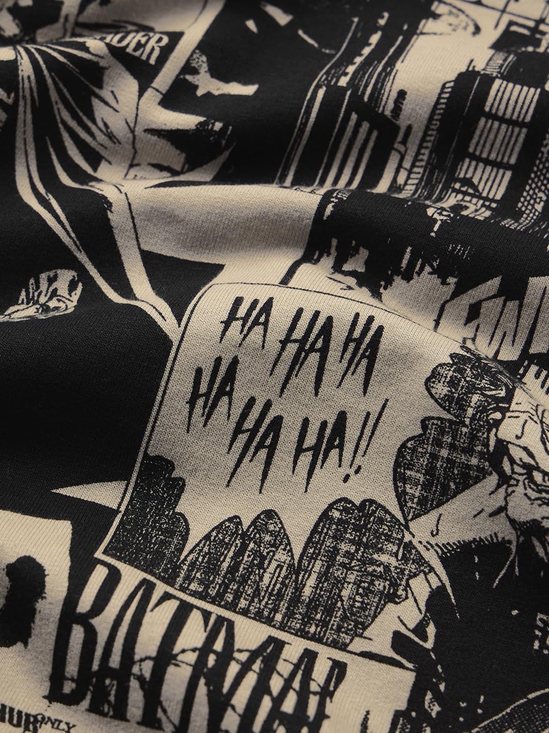 The Souled Store Batman: Gotham City Men and Boys Half Sleeves Round Neck Graphic Printed Cotton Lightweight All-Season Oversized T-Shirt Beige