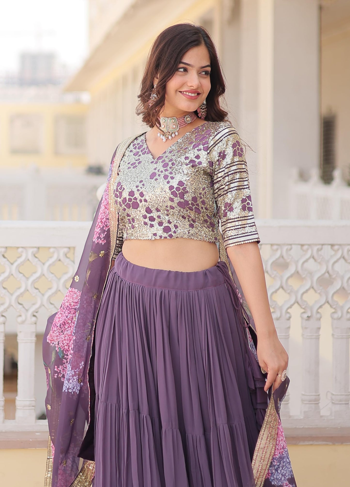 Fashion Basket Georgette Stiched Lehenga Set for Women