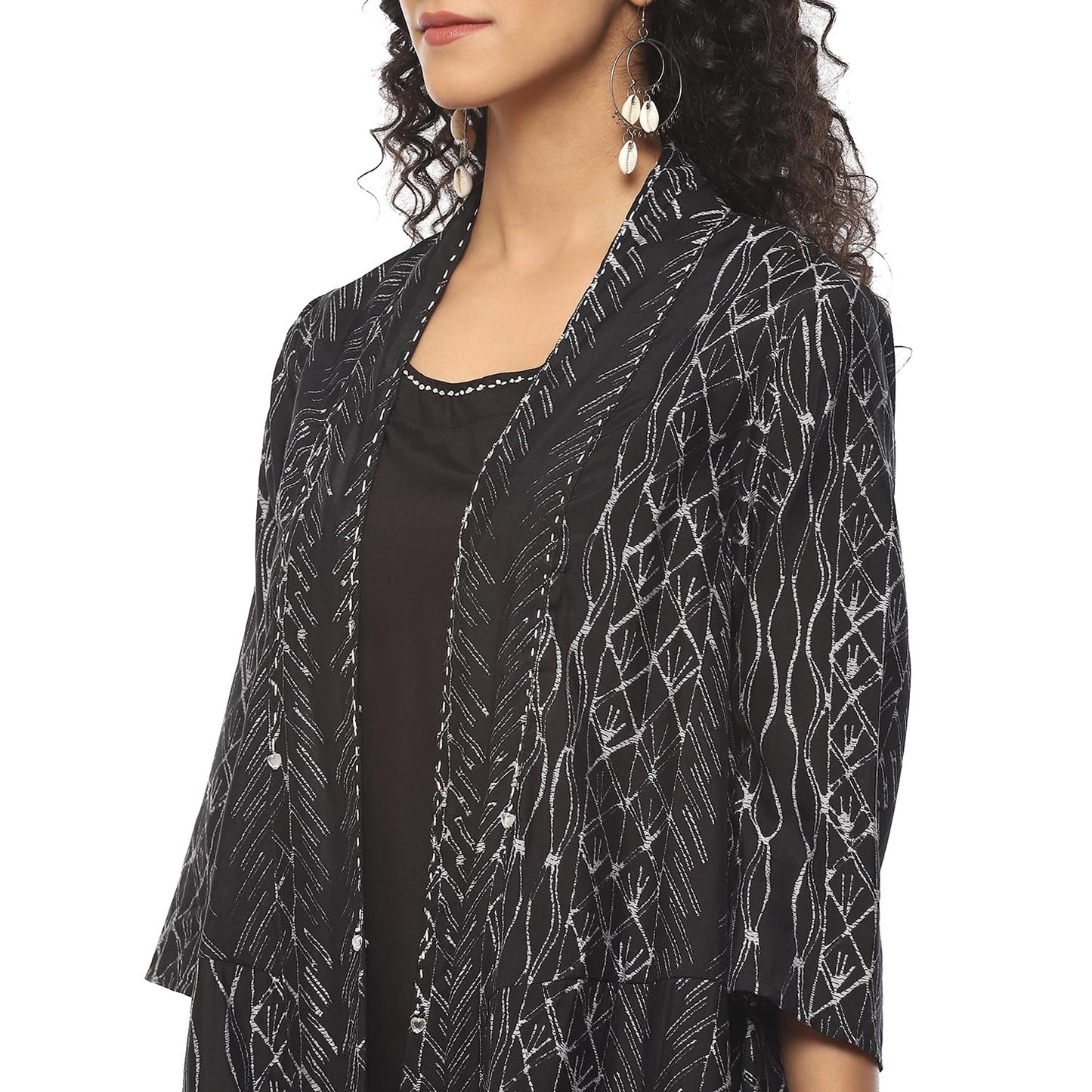 BIBA Women Printed Straight Mix and Match(Work WEA2134_Carbon Black_40)