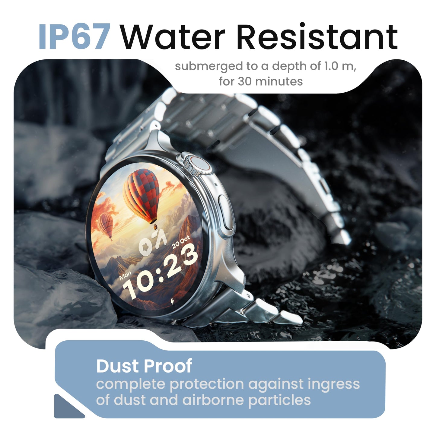 Boult GOBOULT (Formerly Newly Launched Crown R Pro Smart Watch 1.43''HD AMOLED, Working Crown, Zinc Alloy Frame, 600 Nits Brightness, AI Voice Assistant, SpO2 Monitoring, 120+ Sports Mode (Chrome)