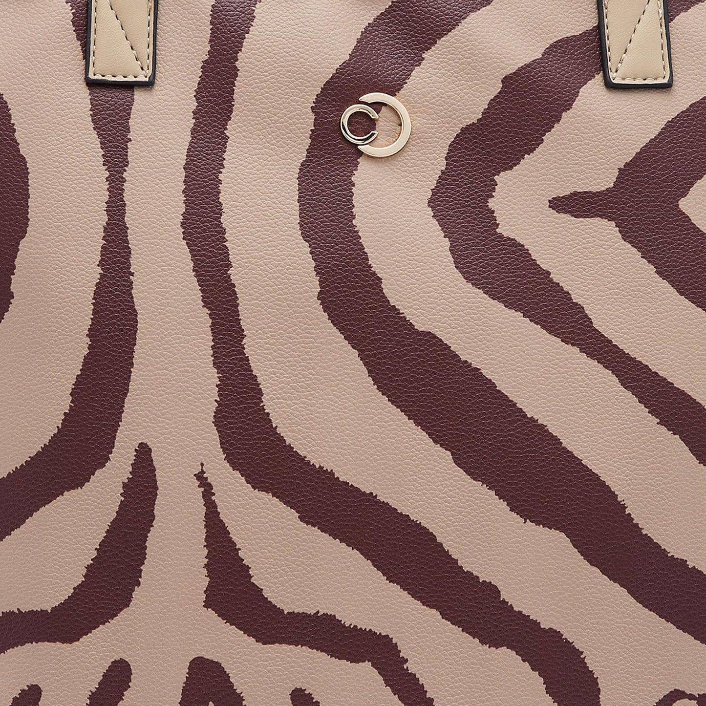 Caprese Zuzu Tote Large Beige – Elegant Shoulder Bag with Abstract Print, Spacious Office Tote, Quick Access Back Zip for Women, Stylish and Functional Design