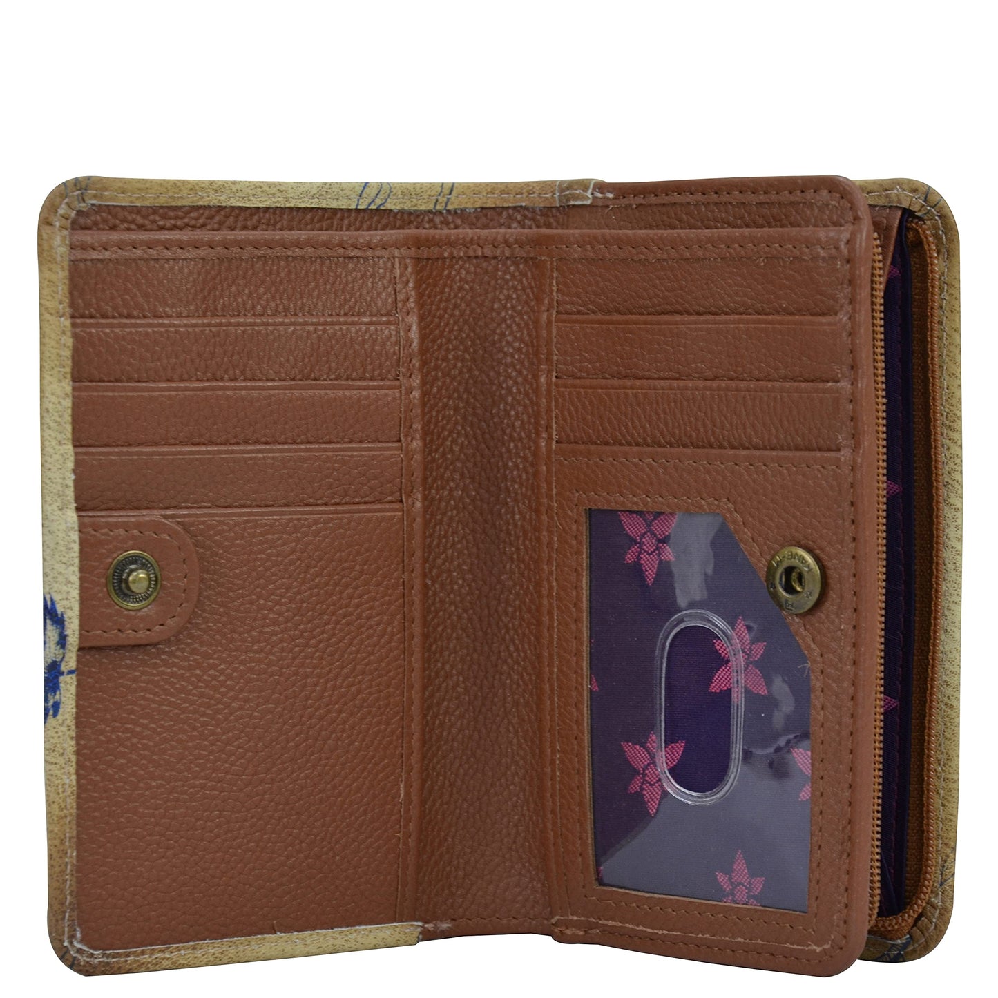 Anuschka Women's Hand-Painted Genuine Leather Two Fold RFID Organiser Wallet - Caribbean Garden