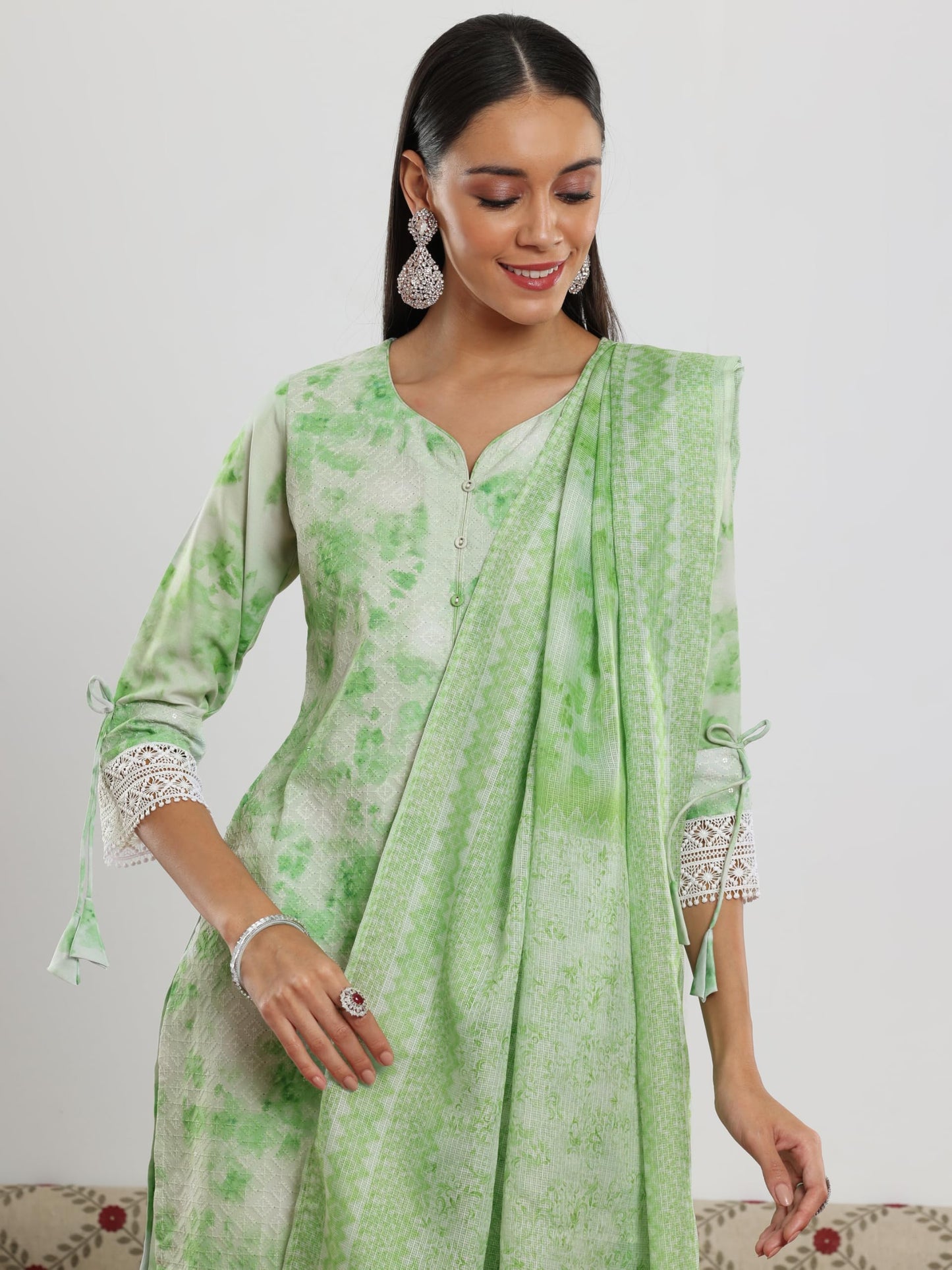 Libas Women's Cotton Blend Kurta Set (35376_Green